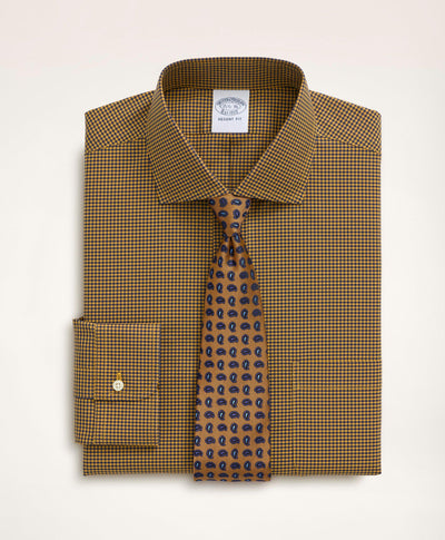 Stretch Regent Regular-Fit Dress Shirt, Non-Iron Poplin English Spread Collar Gingham - Brooks Brothers Canada