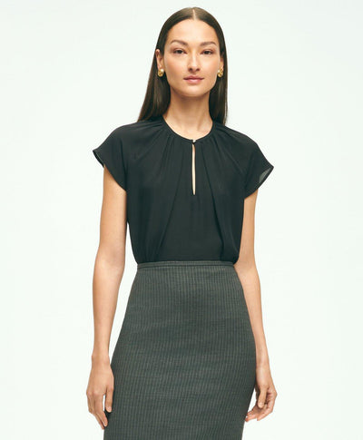 Short Sleeve Silk Georgette Blouse - Brooks Brothers Canada
