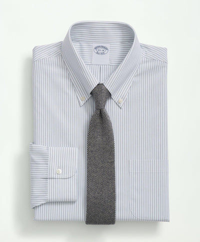 Stretch Regent Regular-Fit Supima Cotton Non-Iron Poplin Button Down Collar, Alternate Stripe Dress Shirt - Brooks Brothers Canada