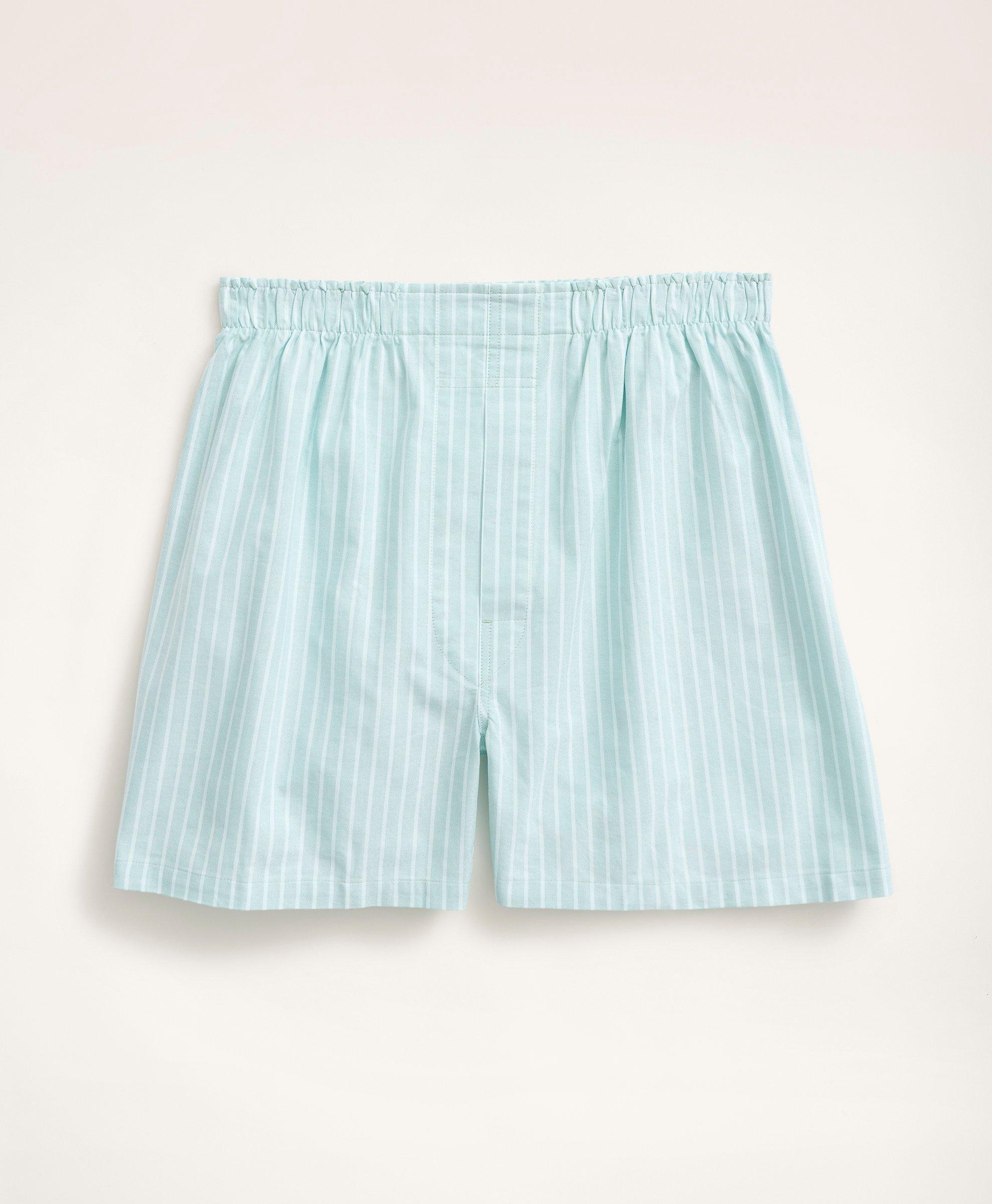 Men's Light Blue Striped Cotton Boxer Shorts