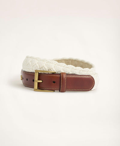 Braided Cotton Leather Tab Belt - Brooks Brothers Canada
