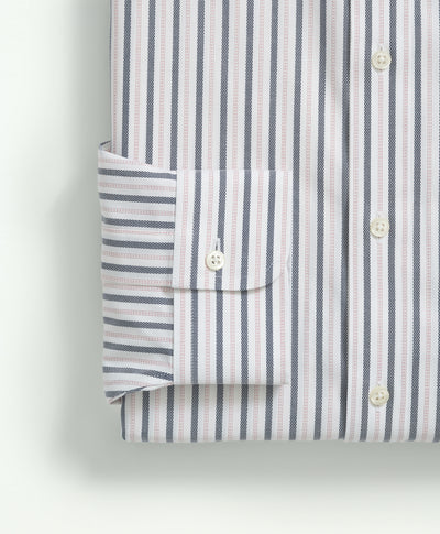 Stretch Regular-Fit Dress Shirt, Non-Iron Royal Oxford Ainsley Collar, Bold Stripe