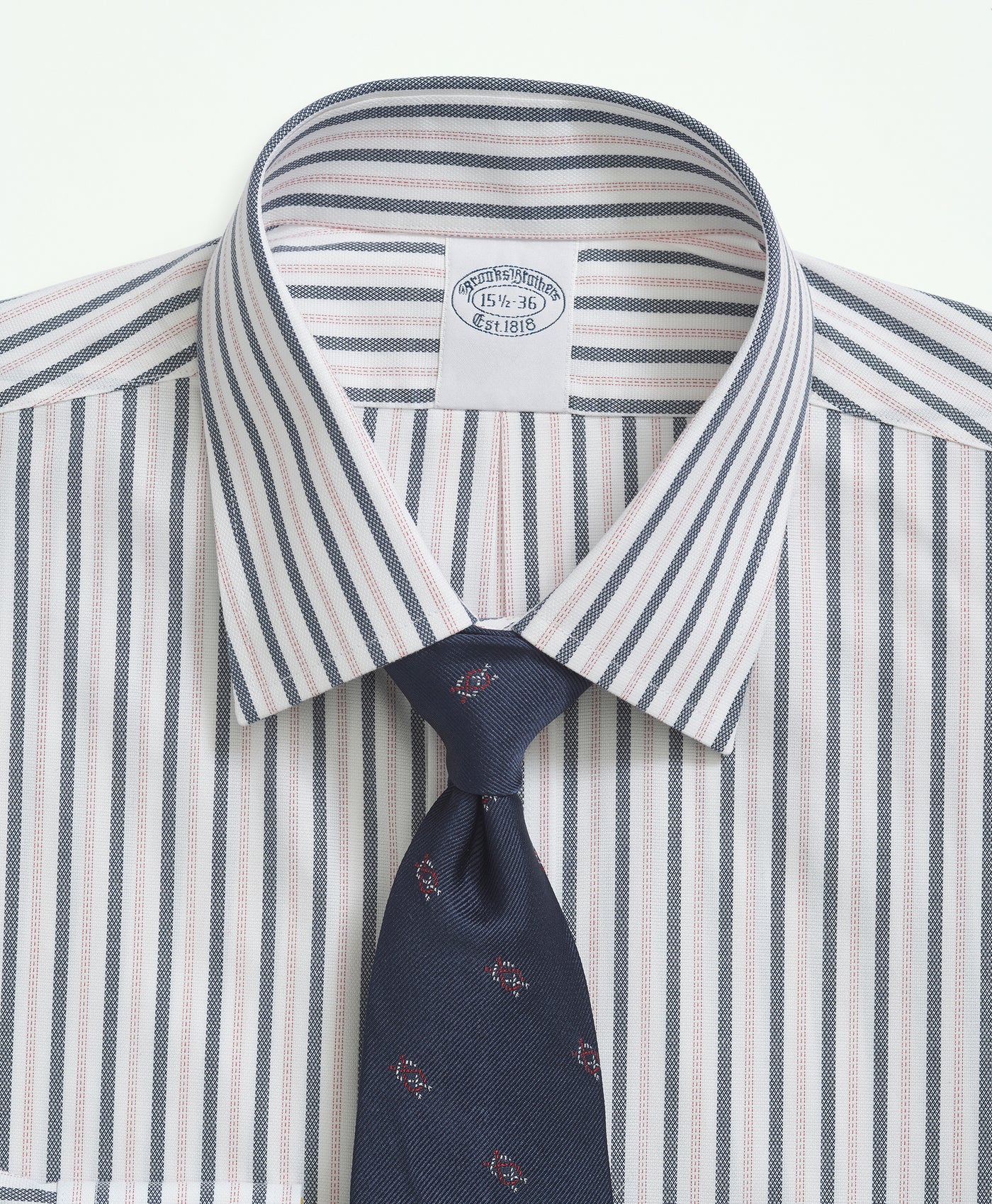 Stretch Regular-Fit Dress Shirt, Non-Iron Royal Oxford Ainsley Collar, Bold Stripe - Brooks Brothers Canada