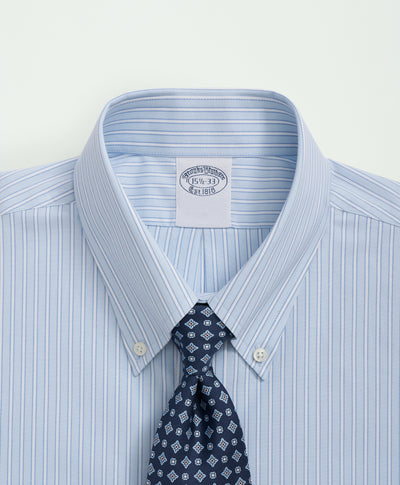 Stretch Regent Regular-Fit Supima Cotton Non-Iron Poplin Button Down Collar, Stripe Dress Shirt