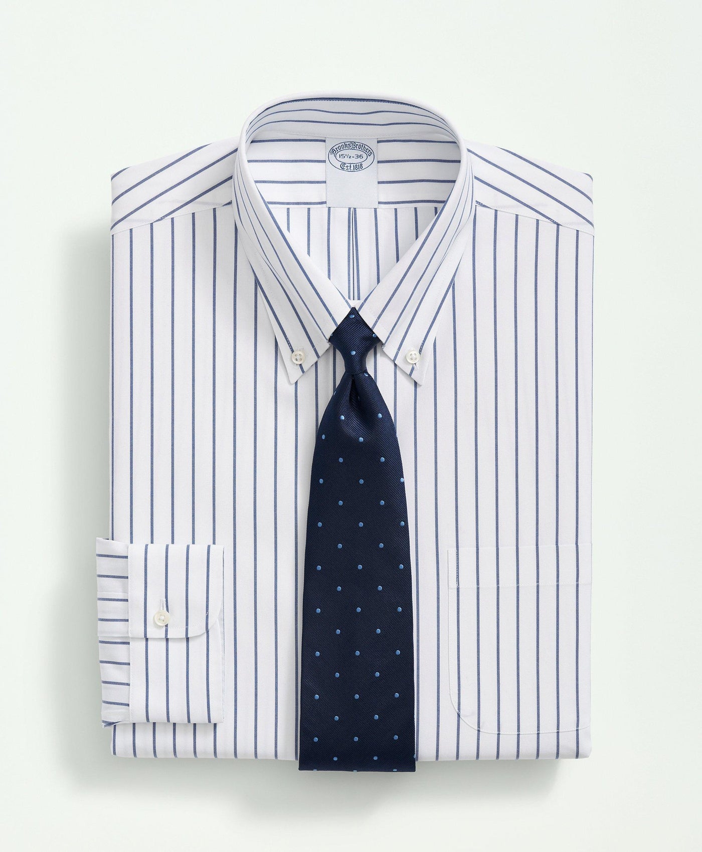 Regent Regular-Fit, Stretch Supima Non-Iron, Polo Button-Down Collar, Striped Dress Shirt - Brooks Brothers Canada