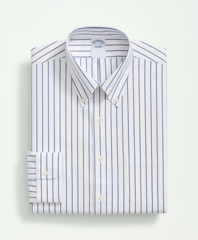 Regent Regular-Fit, Stretch Supima Non-Iron, Polo Button-Down Collar, Striped Dress Shirt