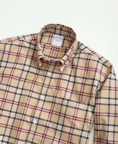 Regent Regular-Fit Stretch Supima Cotton Non-Iron Twill Polo Button Down Collar, Tartan Shirt