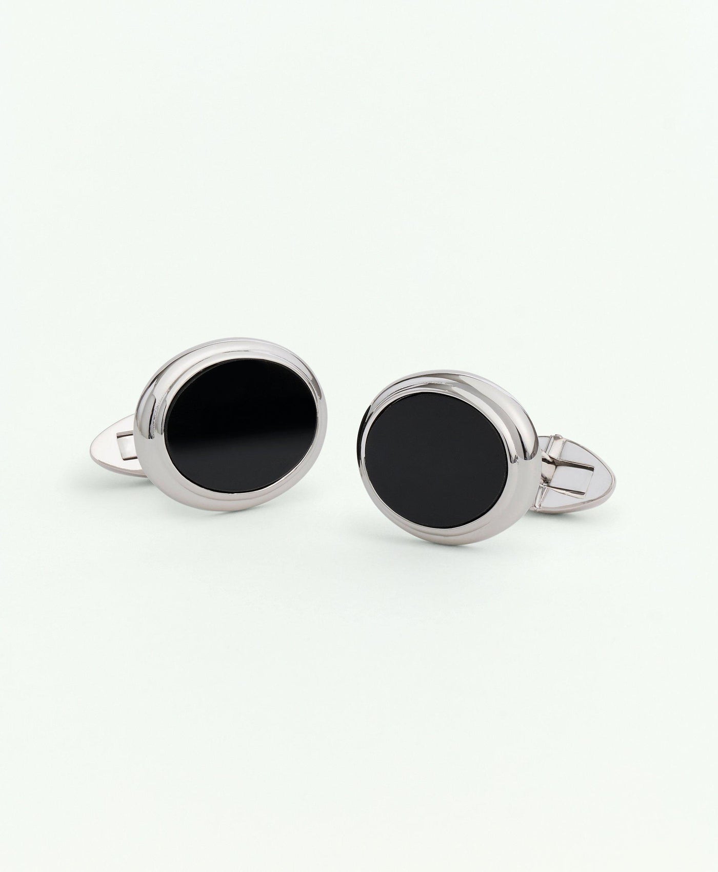 Sterling Silver Onyx Oval Rhodium-Plated Cufflinks - Brooks Brothers Canada