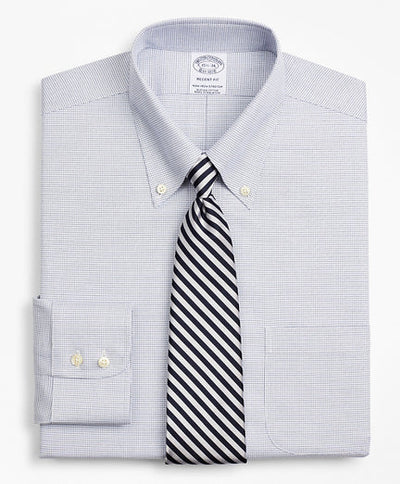 Stretch Regent Regular-Fit Dress Shirt, Non-Iron Twill Button-Down Collar Micro-Check - Brooks Brothers Canada