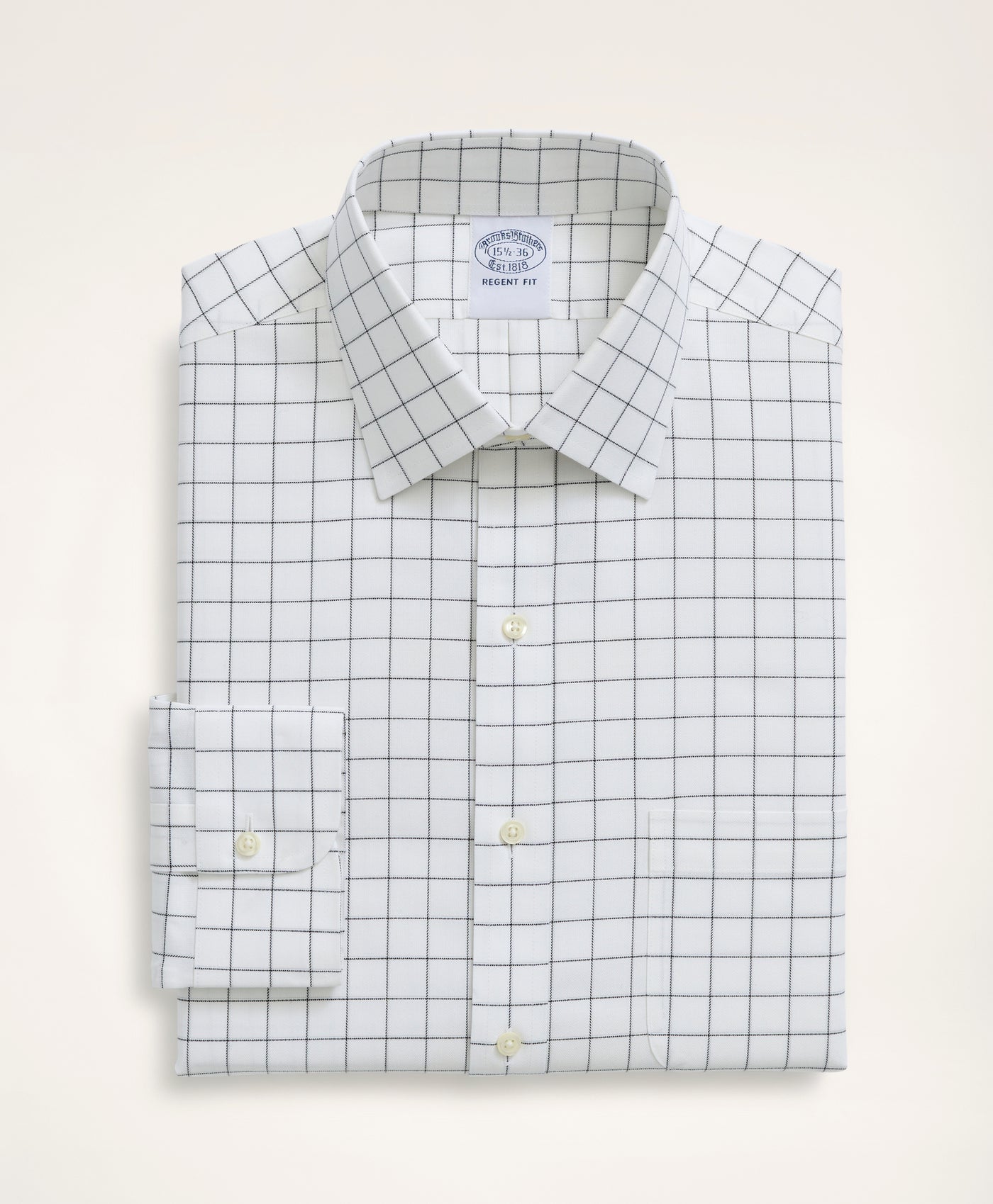Stretch Regent Regular-Fit Dress Shirt, Non-Iron Herringbone Windowpane Ainsley Collar - Brooks Brothers Canada