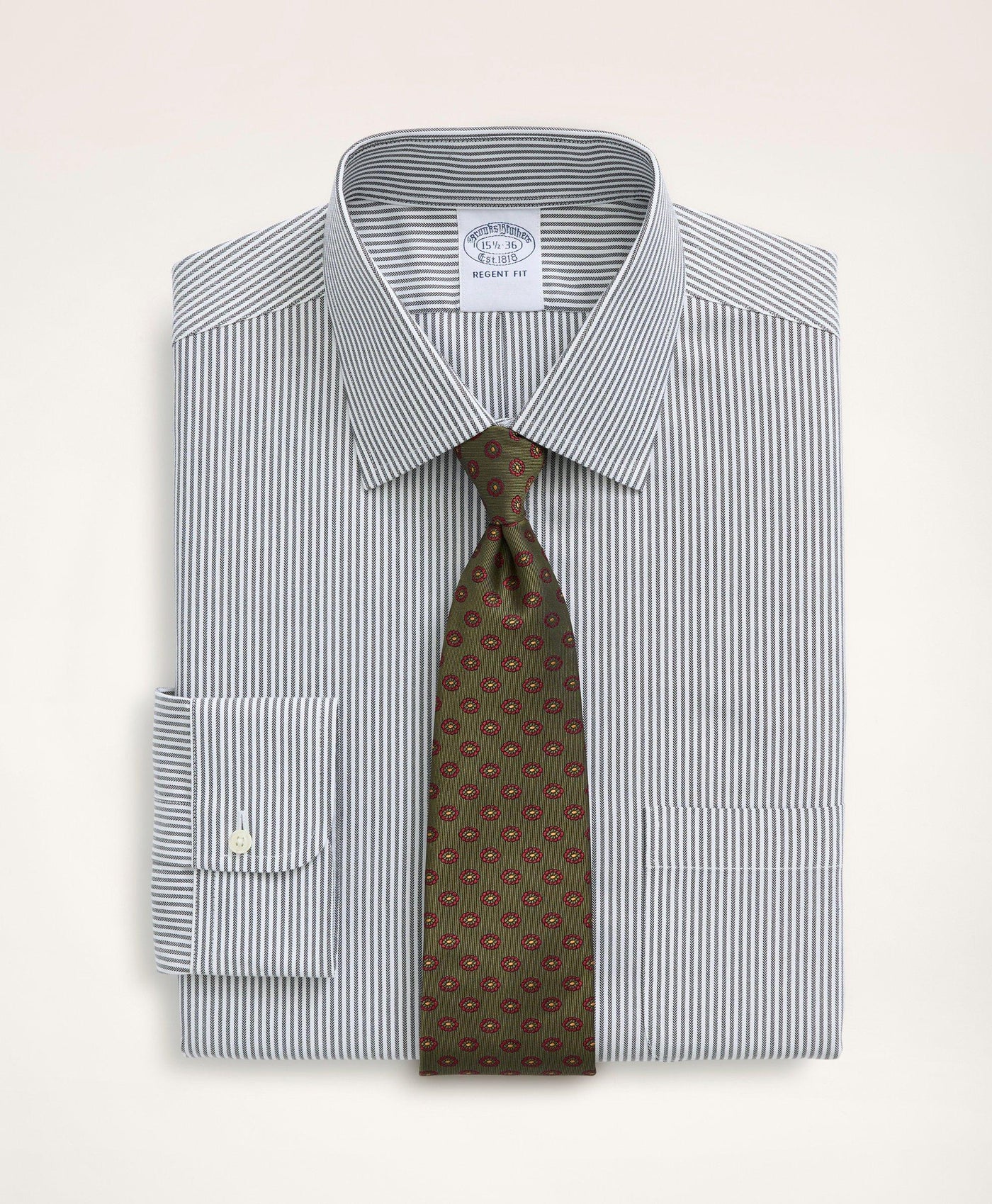 Stretch Regent Regular-Fit Dress Shirt, Non-Iron Herringbone Candy Stripe Ainsley Collar - Brooks Brothers Canada