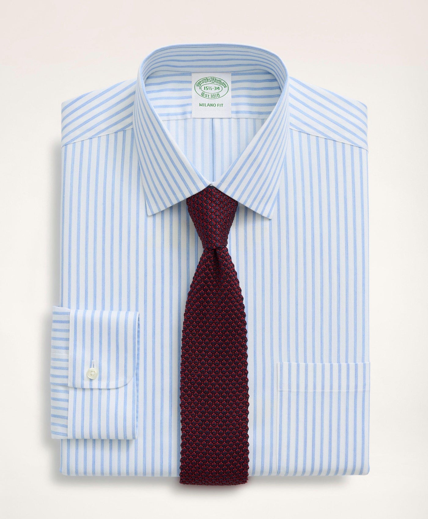 Stretch Milano Slim-Fit Dress Shirt, Non-Iron Twill Stripe  Ainsley Collar - Brooks Brothers Canada