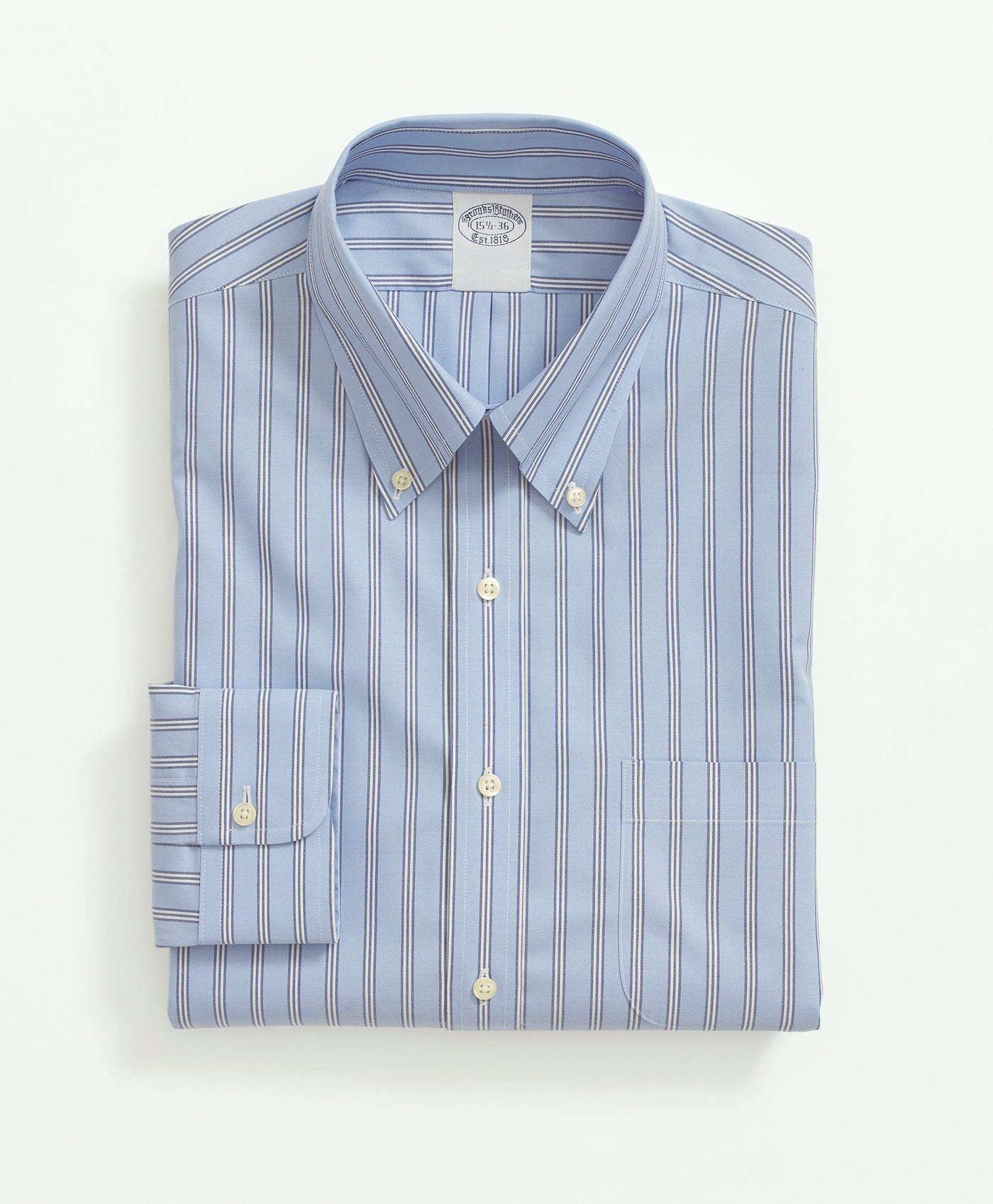 Slim-Fit Stretch Supima Cotton Non-Iron Pinpoint Oxford Button-Down Collar, BB#1 Rep Stripe Dress Shirt