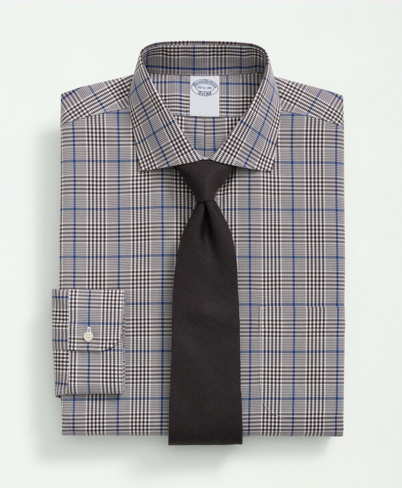 Slim-Fit Stretch Supima Cotton Non-Iron Pinpoint English Collar, Glen Plaid Dress Shirt - Brooks Brothers Canada