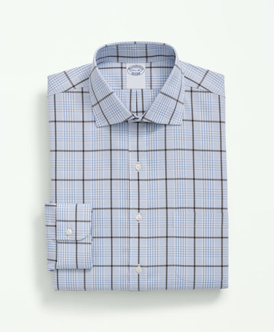 Slim-Fit Stretch Supima Cotton Non-Iron Pinpoint English Collar, Glen Plaid Dress Shirt - Brooks Brothers Canada