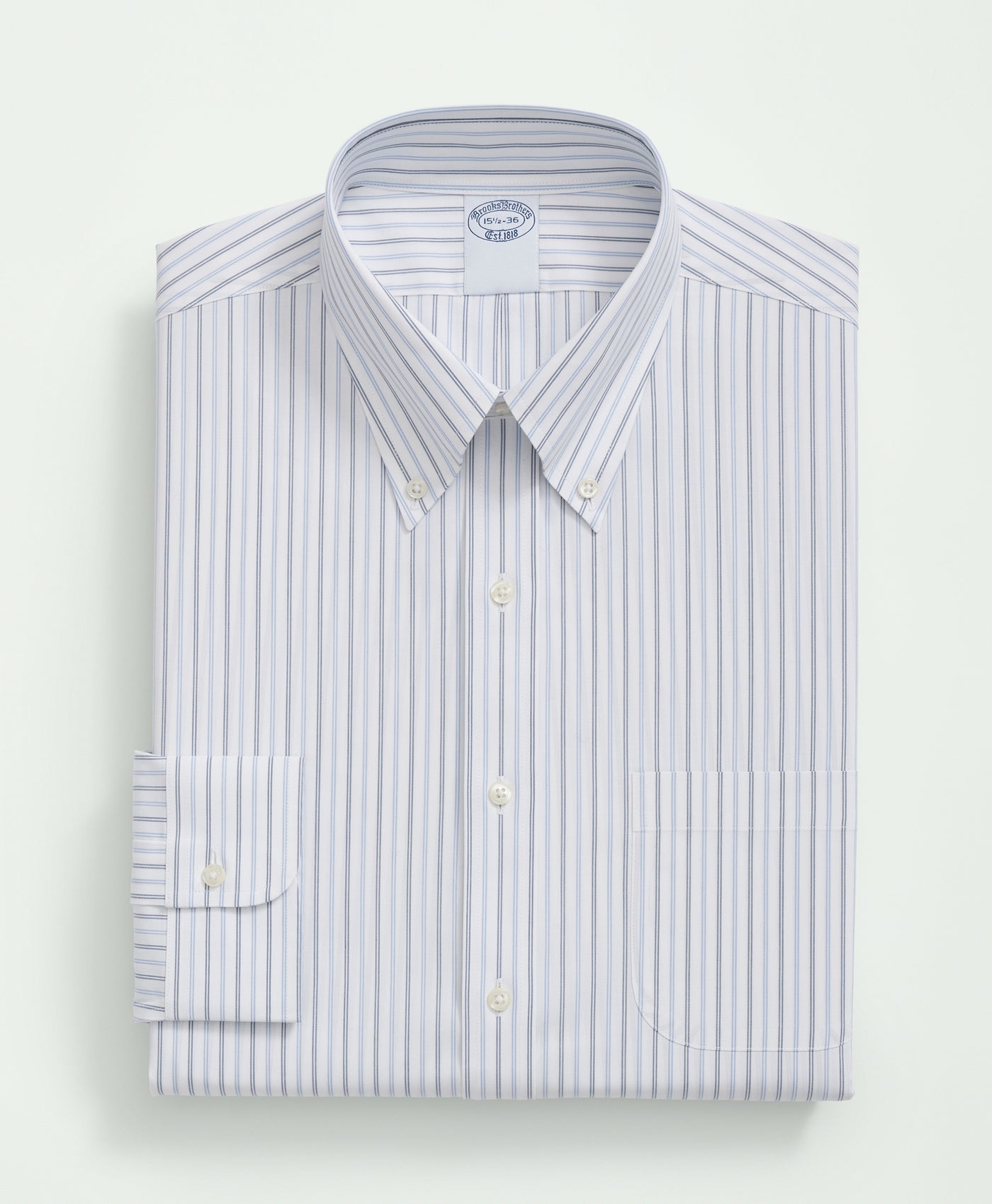 Regent Regular-Fit  Stretch Supima Cotton Non-Iron Poplin Polo Button-Down Collar, Striped Dress Shirt - Brooks Brothers Canada