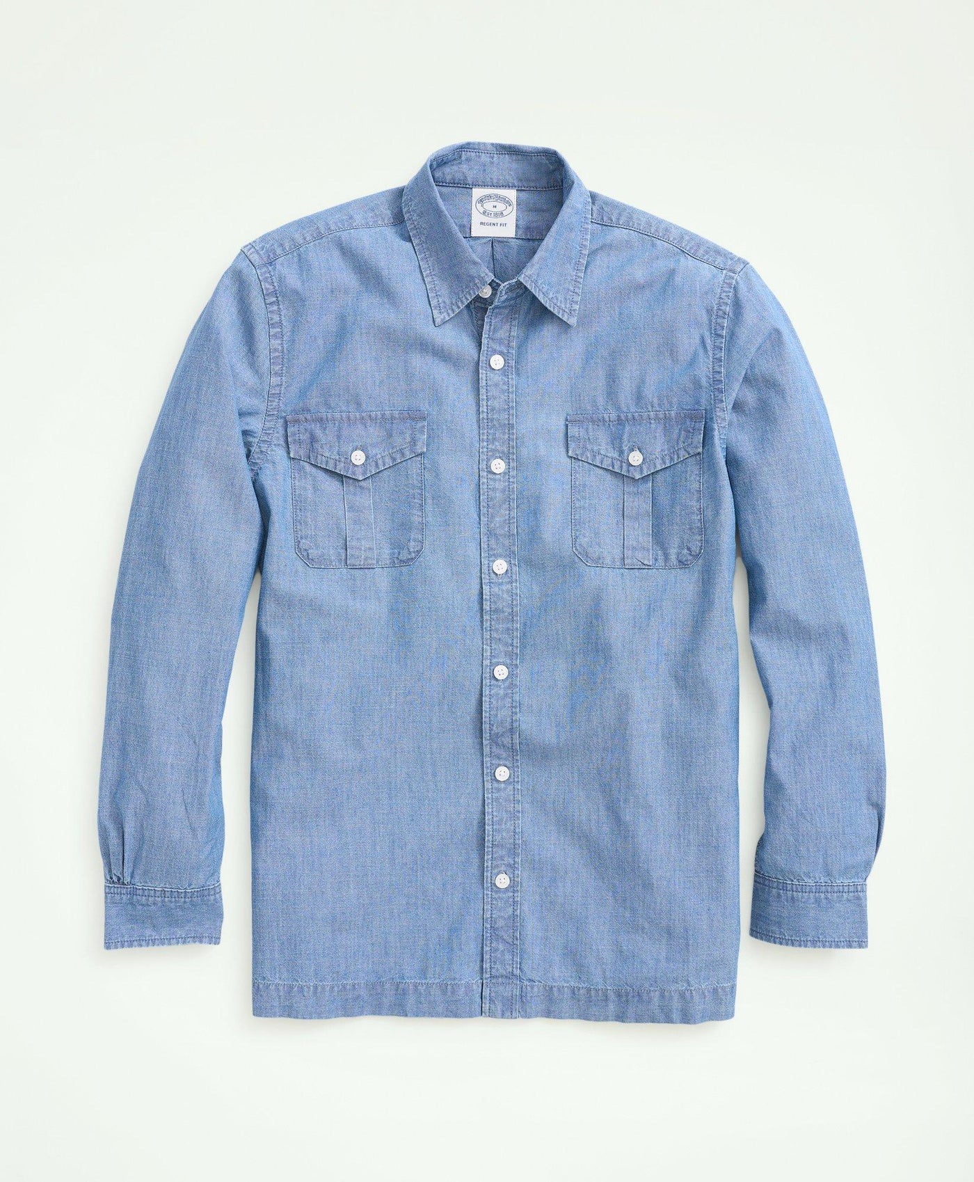 Relaxed Cotton Chambray Military Shirt - Brooks Brothers Canada