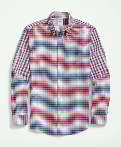 Stretch Regent Regular-Fit Cotton Non-Iron Oxford Polo Button-Down Collar, Gingham Shirt - Brooks Brothers Canada