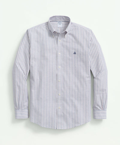 Regent Regular-Fit Stretch Cotton Non-Iron Oxford Polo Button-Down Collar, Outline Striped Shirt