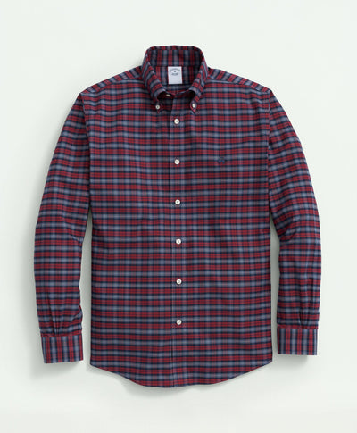 Milano Slim-Fit Cotton Non-Iron Polo Button-Down Collar, Tartan Shirt - Brooks Brothers Canada