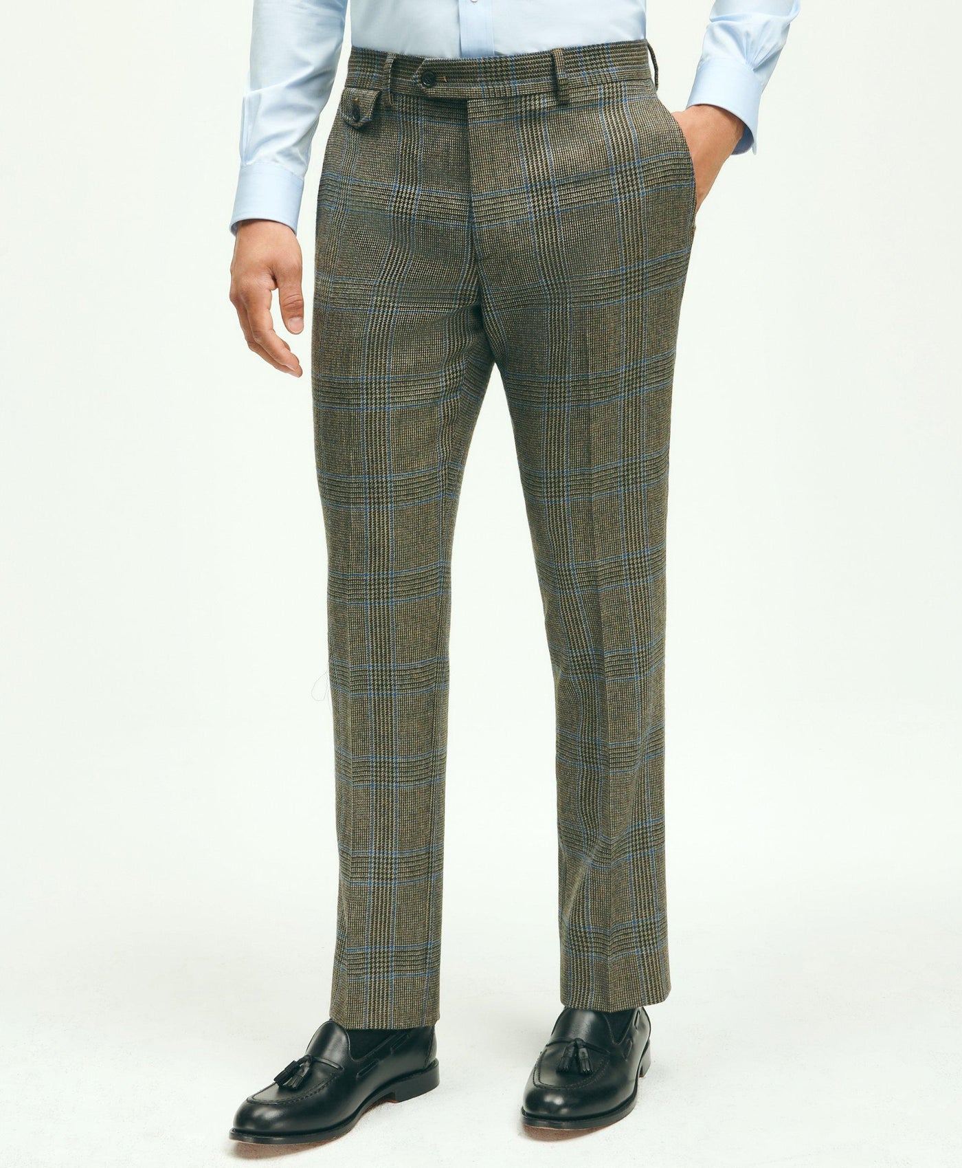 Slim Fit Wool Twill Prince Of Wales Checked Suit Pants - Brooks Brothers Canada