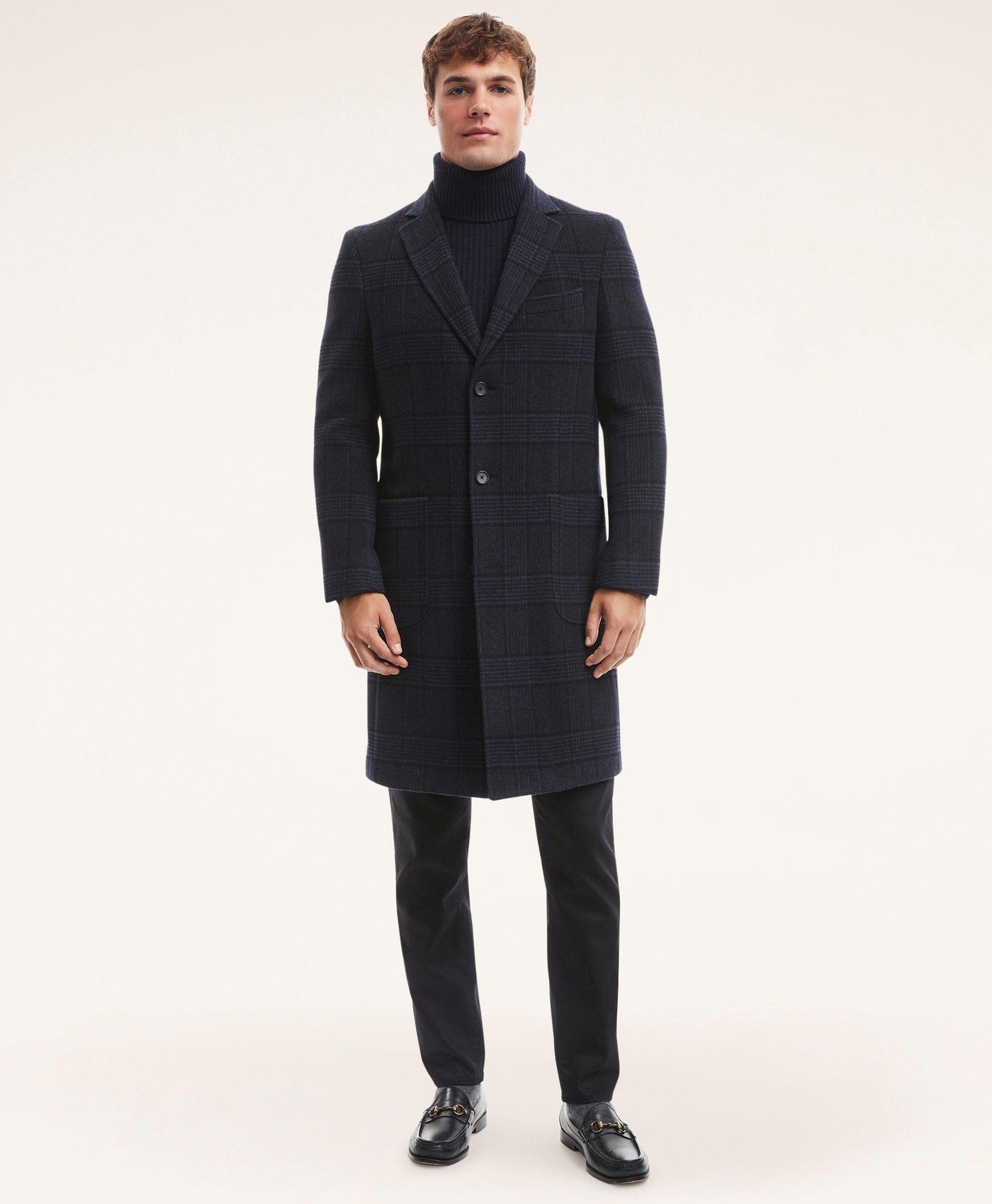 Wool Blend Glen Plaid Top Coat