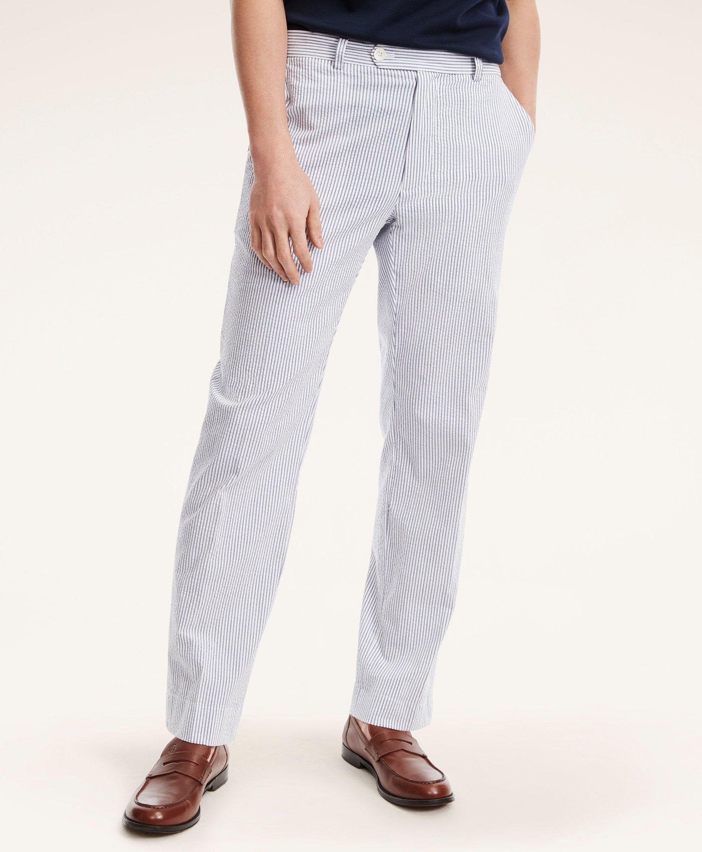Clark Straight-Fit Cotton Seersucker Pants - Brooks Brothers Canada