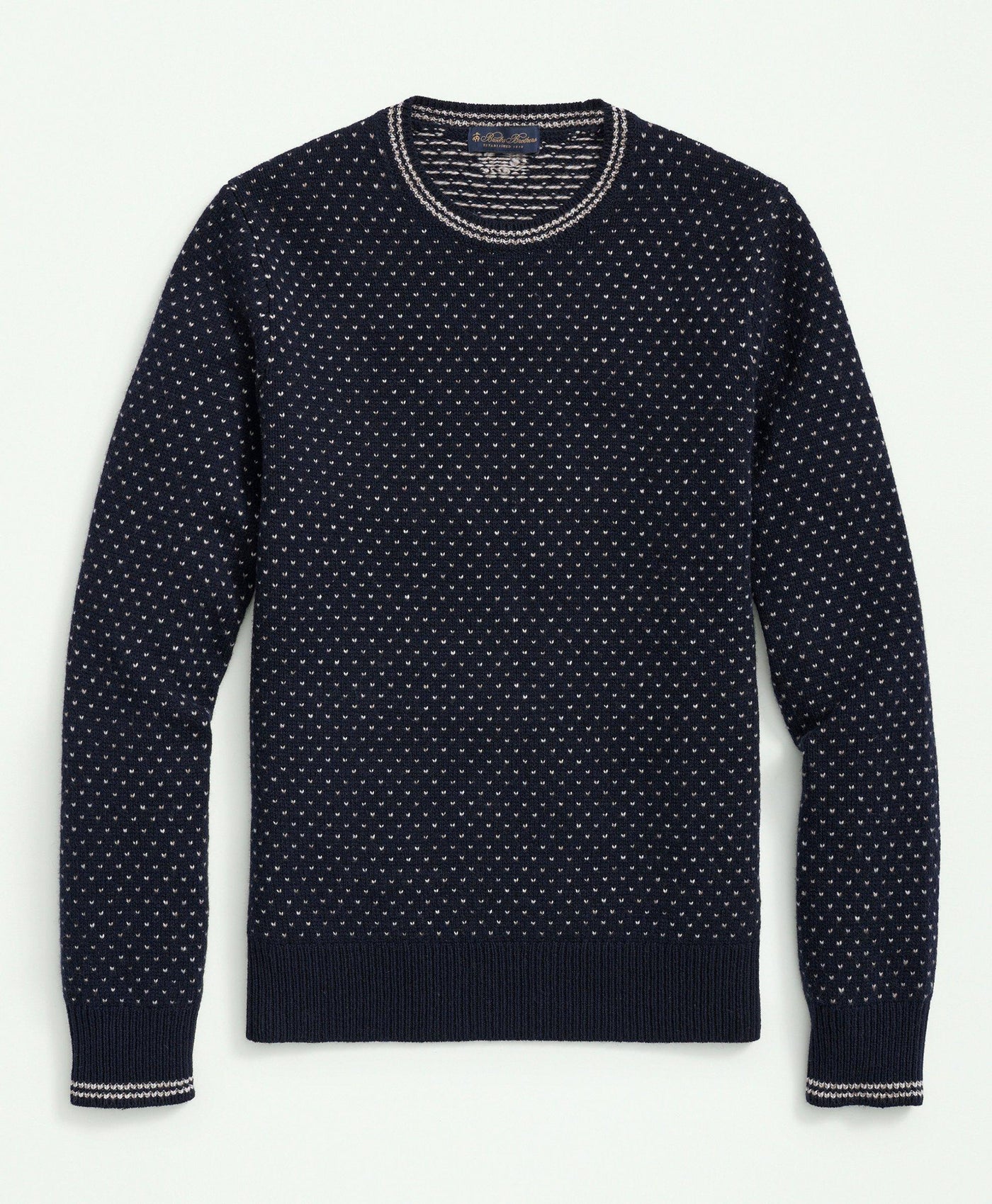 Merino Wool Crewneck Dot Jacquard 1818 Sweater - Brooks Brothers Canada