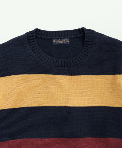 Cotton Crewneck Rugby Stripe Sweater