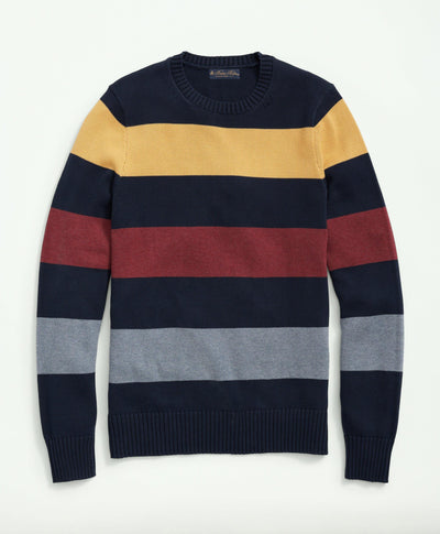 Cotton Crewneck Rugby Stripe Sweater - Brooks Brothers Canada