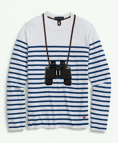 Binocular Trompe-l'oeil Crewneck Sweater in Supima Cotton