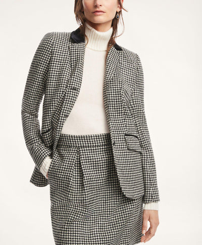 Wool Houndstooth Riding Jacket