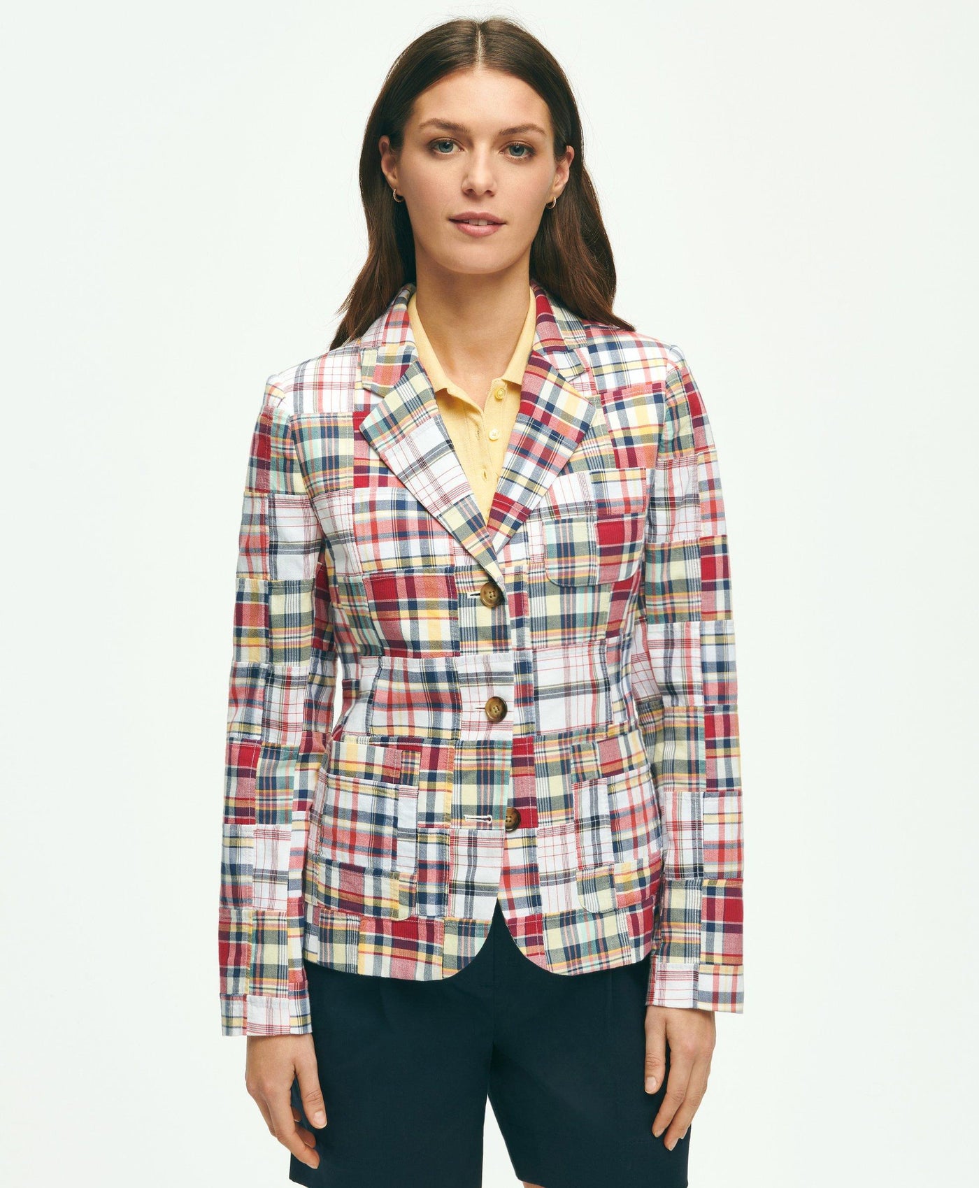 Relaxed Madras Patchwork Jacket In Cotton
