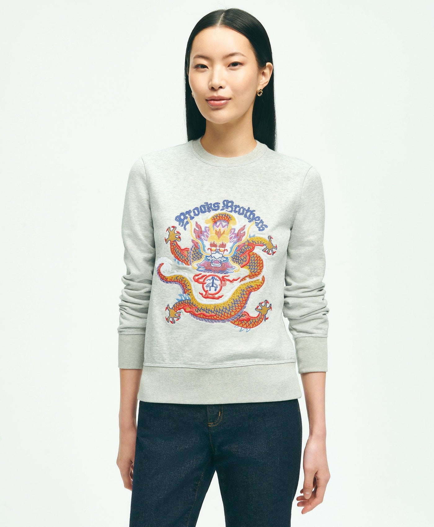 Cotton French Terry Lunar New Year Needlepoint Sweatshirt