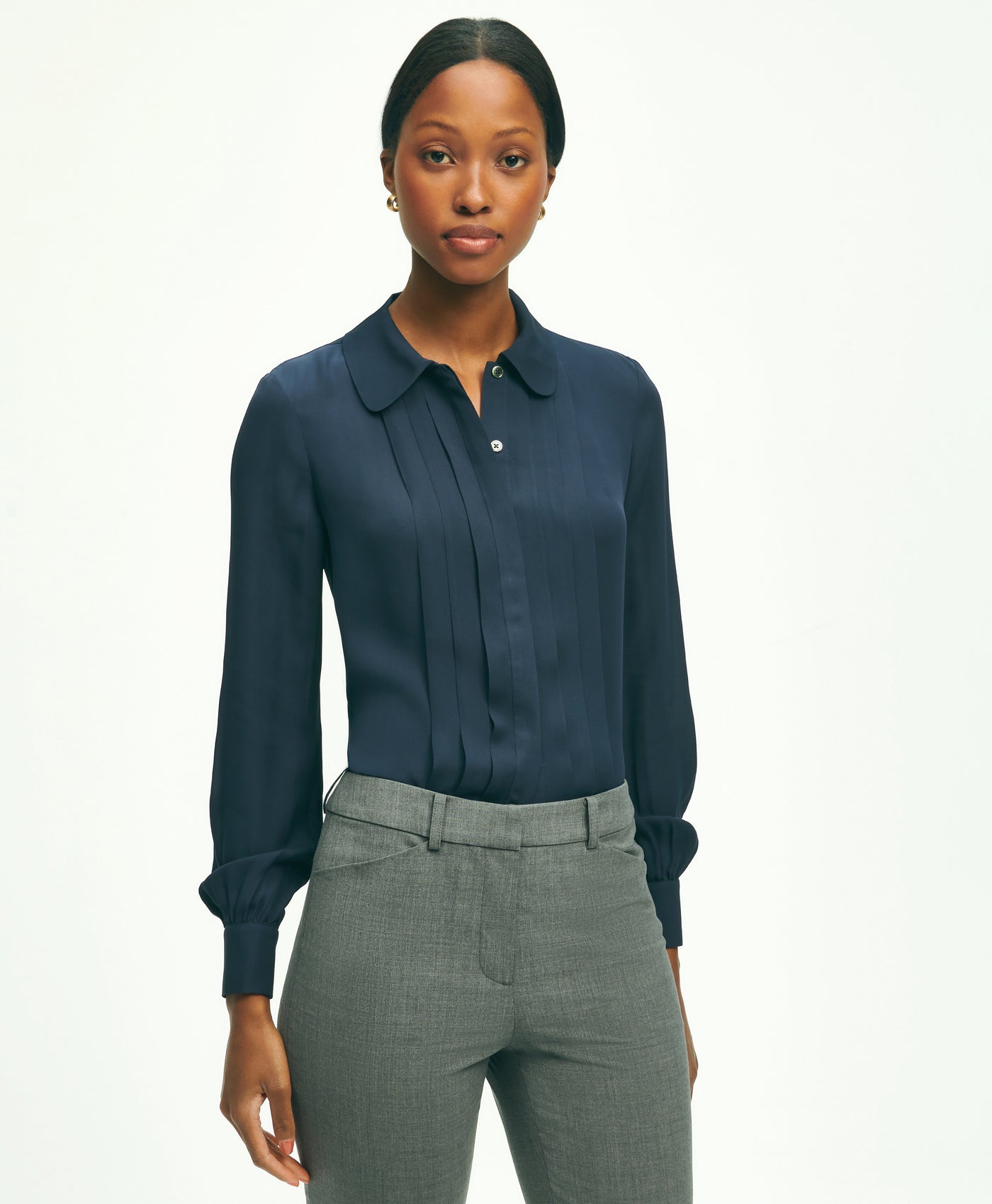 Silk Georgette Pleated Chiffon Blouse - Brooks Brothers Canada