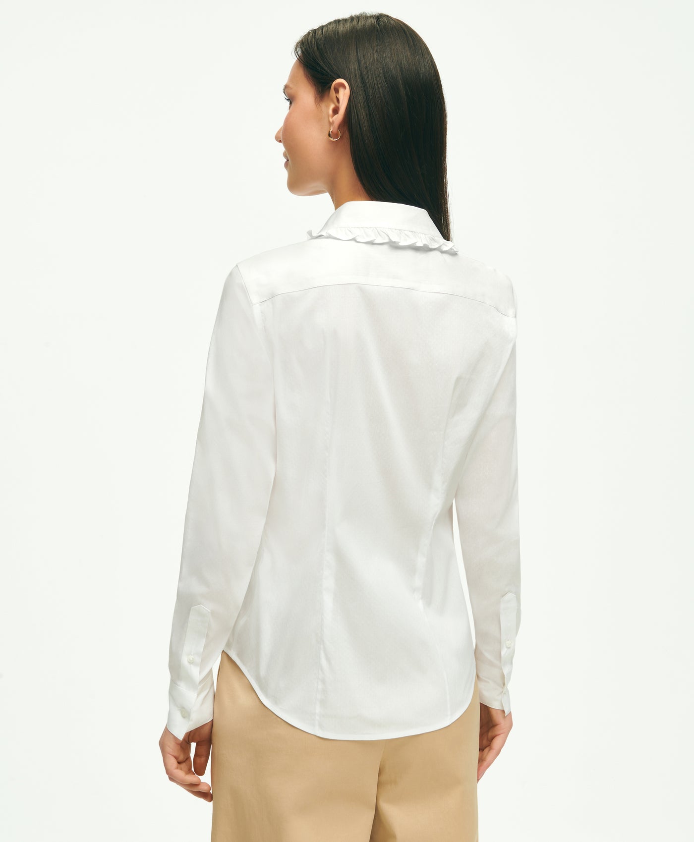 Fitted Stretch Supima Cotton Non-Iron Ruffle Blouse - Brooks Brothers Canada