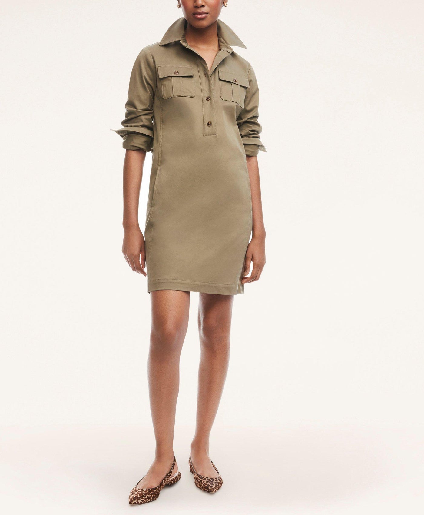 Stretch Cotton Military Shirt Dress - Brooks Brothers Canada