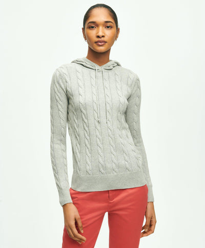 Cotton Cable-Knit Hoodie - Brooks Brothers Canada