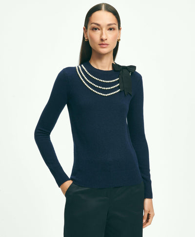 Pearl detailed Merino Cashmere Sweater - Brooks Brothers Canada