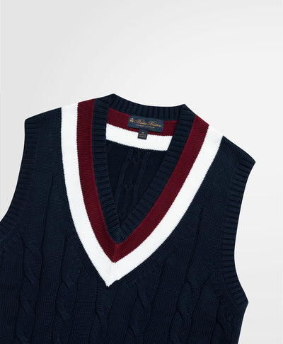 Supima Cotton Cable Tennis Sweater Vest - Brooks Brothers Canada