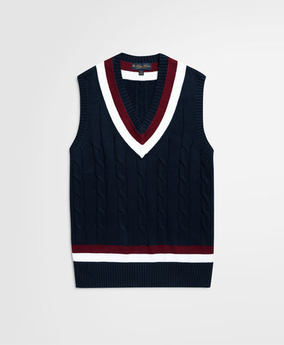 Supima Cotton Cable Tennis Sweater Vest - Brooks Brothers Canada
