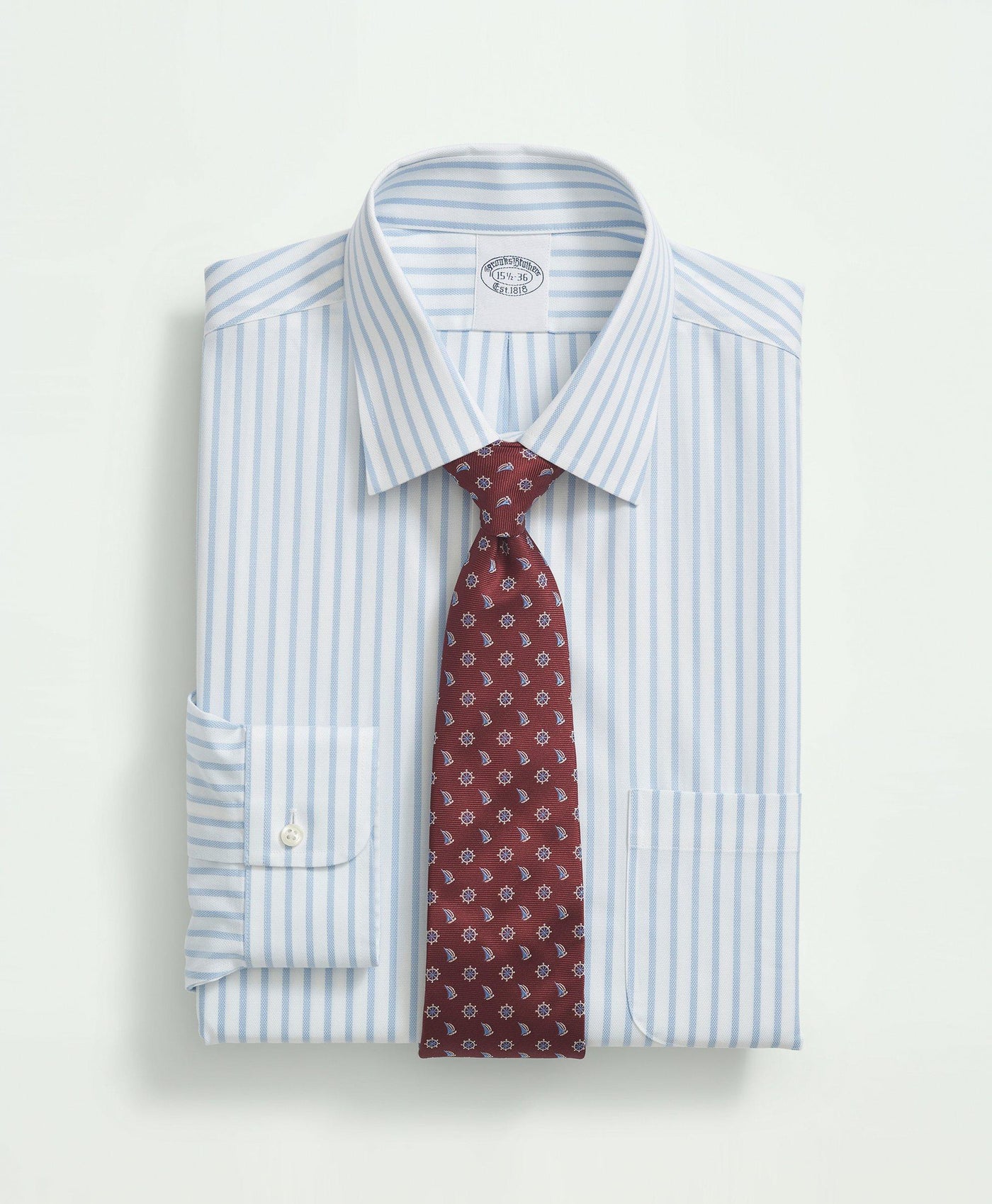 Stretch Regular-Fit Dress Shirt, Non-Iron Royal Oxford Ainsley Collar, Bengal Stripe