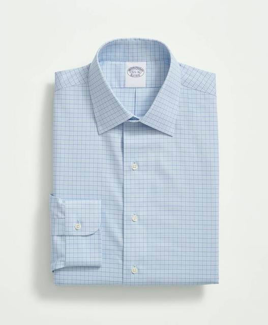 Milano Slim-Fit Stretch Supima Cotton Non-Iron Royal Oxford Ainsley Collar, Windowpane Dress Shirt - Brooks Brothers Canada