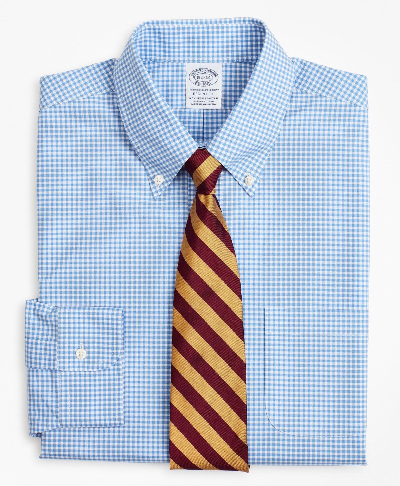 Stretch Regent Regular-Fit  Dress Shirt, Non-Iron Poplin Button-Down Collar Gingham - Brooks Brothers Canada