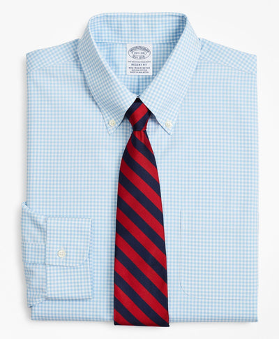 Stretch Regent Regular-Fit Dress Shirt, Non-Iron Poplin Button-Down Collar - Gingham - Brooks Brothers Canada