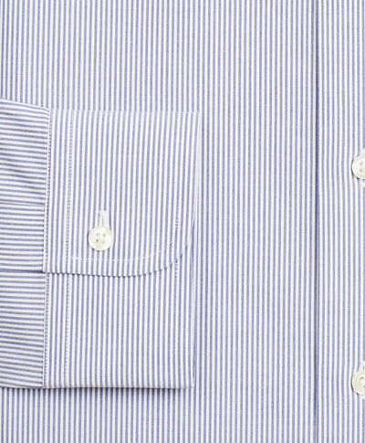 Stretch Milano Slim-Fit Dress Shirt, Non-Iron Poplin English Collar Fine Stripe - Brooks Brothers Canada