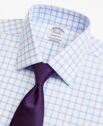 Stretch Regent Regular-Fit Dress Shirt, Non-Iron Twill Ainsley Collar Grid Check - Brooks Brothers Canada