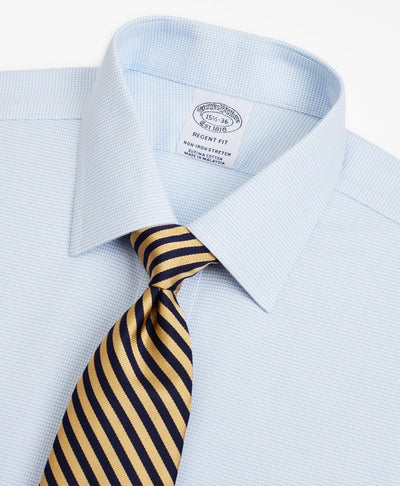 Stretch Regent Regular-Fit Dress Shirt, Non-Iron Twill Ainsley Collar Micro-Check - Brooks Brothers Canada