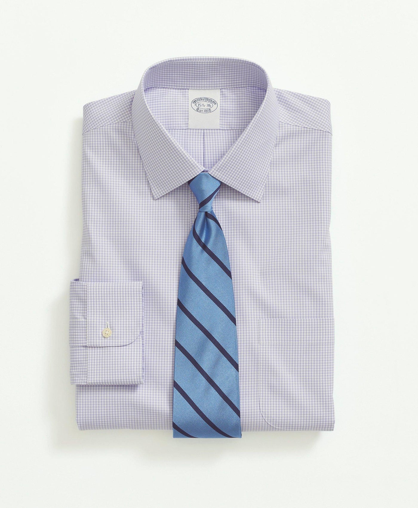 Milano Slim-Fit Stretch Supima Cotton Non-Iron Pinpoint Oxford Ainsley Collar, Gingham Dress Shirt - Brooks Brothers Canada