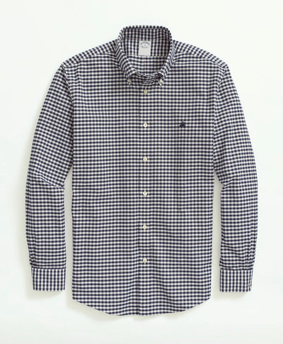 Regular Regent-Fit Stretch Non-Iron Oxford Button-Down Collar, Gingham Sport Shirt - Brooks Brothers Canada